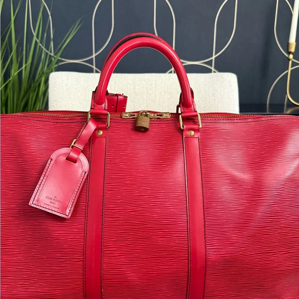 Authentic Louis Vuitton unisex Keepall 50 travel bag red Epi leather - Picture 10 of 16